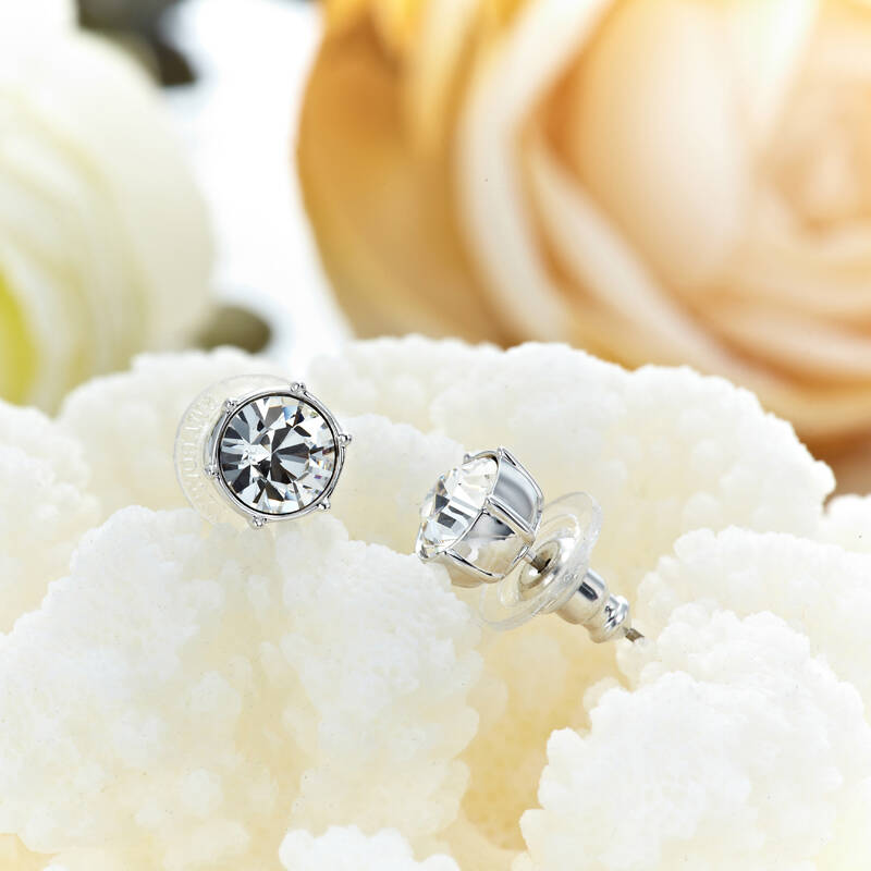 施华洛世奇(swarovski)圆形透明女士穿孔耳钉银色1179717