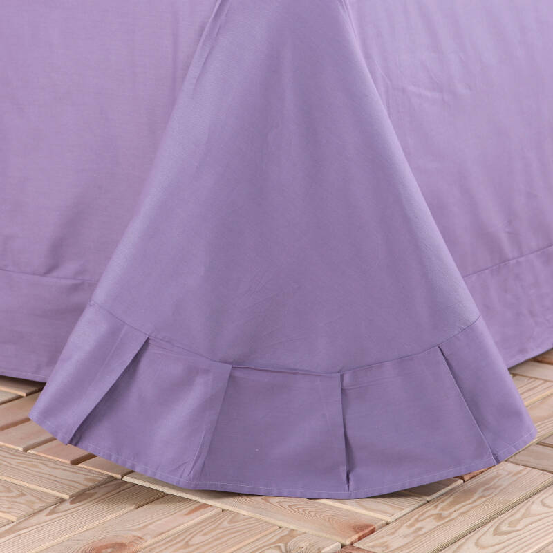 三只松鼠纯色四件套 全棉四件套 宾馆酒店三四件套 青紫 床笠款1.