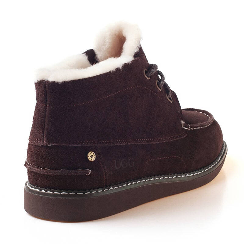 ozwear ugg 男士johnavon boots系列咖啡色羊毛一体低筒小贝雪地靴 ob