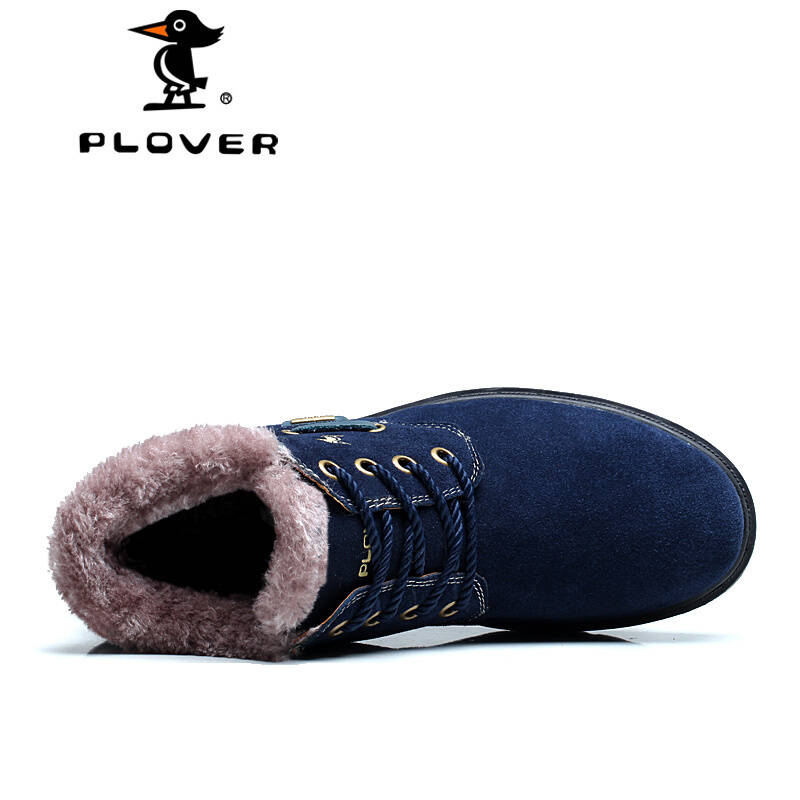 plover啄木鸟男靴雪地靴男休闲男鞋子男鞋冬季棉鞋时尚加绒保暖 蓝色