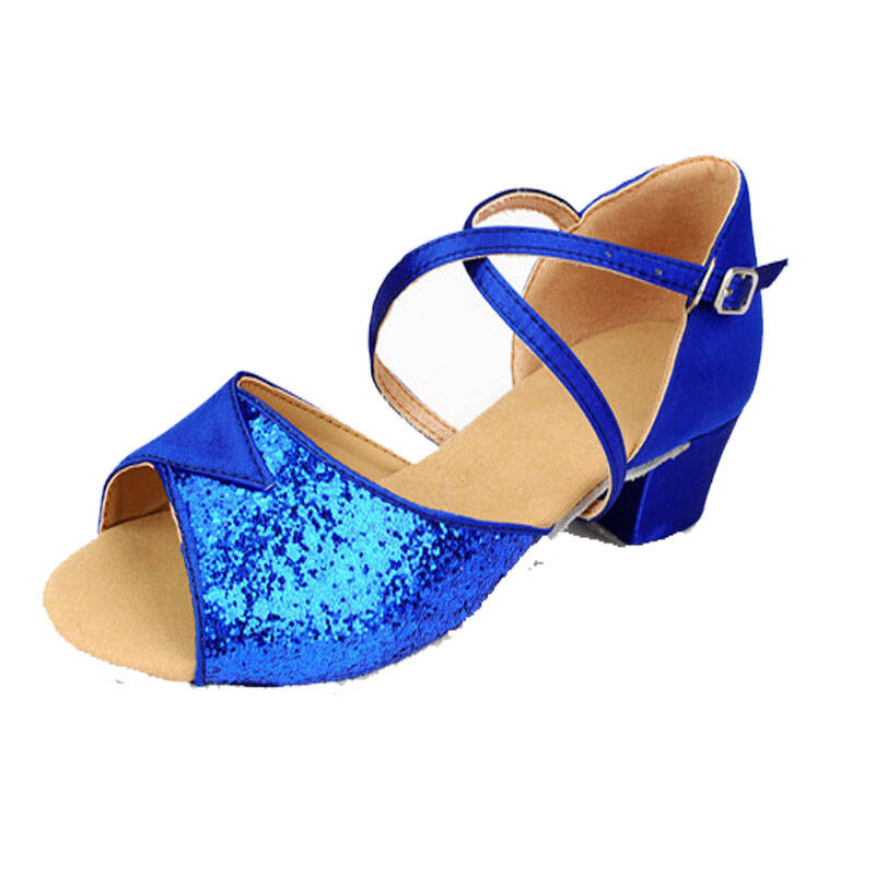 儿童拉丁舞鞋国标舞鞋 女拉丁鞋舞鞋 宝蓝色 35