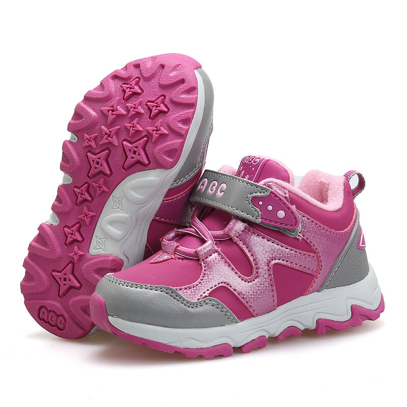 abc童鞋 女童鞋冬季新款女童户外保暖二棉鞋儿童运动鞋 中灰黑加仑紫 