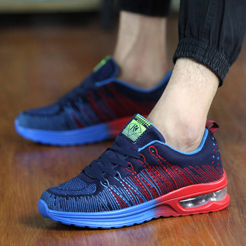 2015新男飞织运动鞋跑鞋全掌气垫男士跑步鞋 蓝色 41