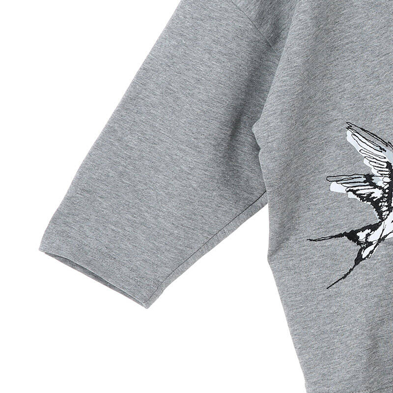 ma151tst03欧美女装针织衫中袖圆领套头印花短款moco w54浅蟹灰色 s