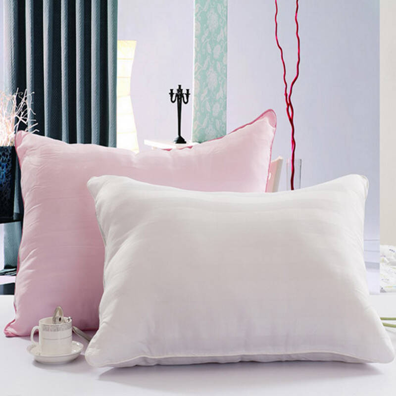 蝶尚家纺 全棉缎条高弹软枕芯 枕头 48*74cm 粉 高弹枕