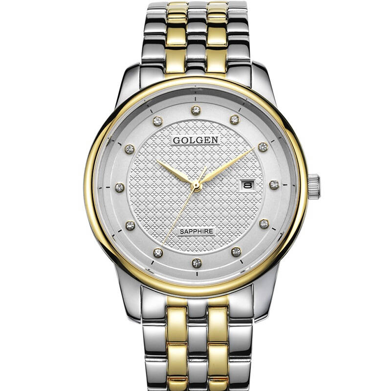 【京东自营】古尊(golgen)手表 商务系列石英情侣表男表间金色gn.