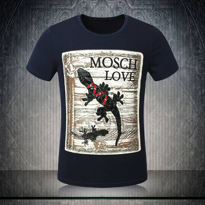 2014夏季新款男装 潮流个性3d壁虎漫步印花烫金短袖圆领男士t恤 宝