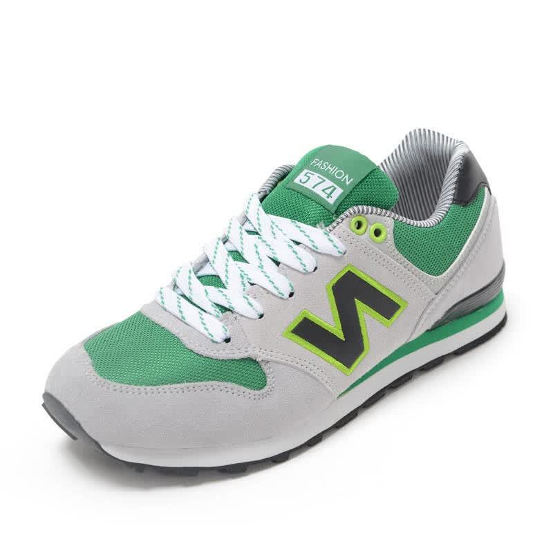 七喜潮鞋女韩版运动透气休闲鞋松糕鞋反n字母真皮时尚男女鞋574n 浅