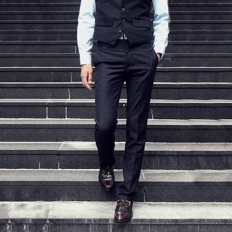 2014新款韩版修身西裤 休闲西裤 男 藏青色 32