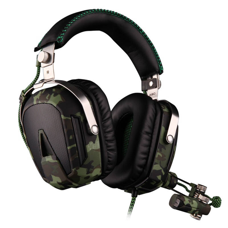 1声道带声卡 六色变光游戏耳机(军绿)