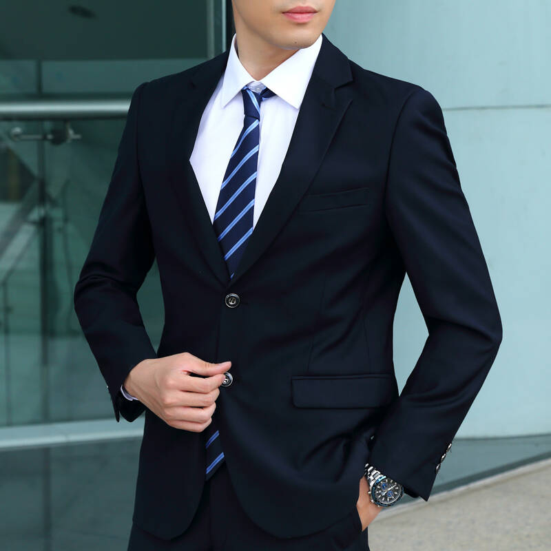 【送衬衫送领带 】青年男士西服套装男 冬季男职业正装商务正装修身白