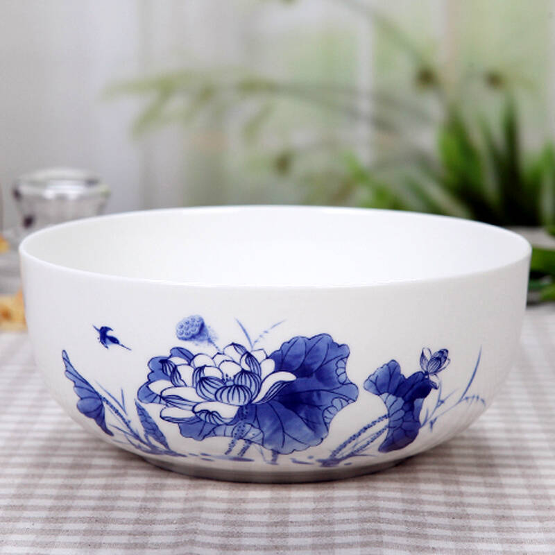 景德镇陶瓷器 7寸大面碗 骨瓷 汤碗 大碗 餐具碗 青花碗 中式奥碗 多