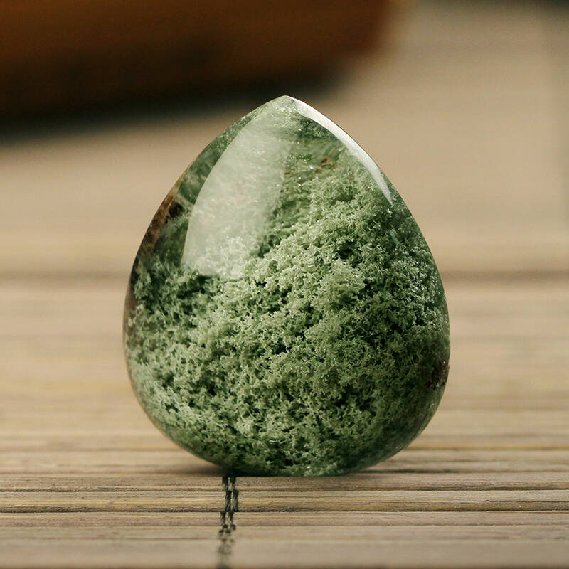 晶语晶缘 天然绿幽灵裸石吊坠 32mm绿幽灵水晶项坠男女款18g