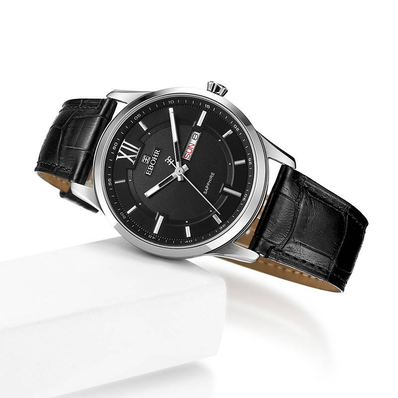依波(ebohr)手表 时尚黑面皮带石英男表 11080138