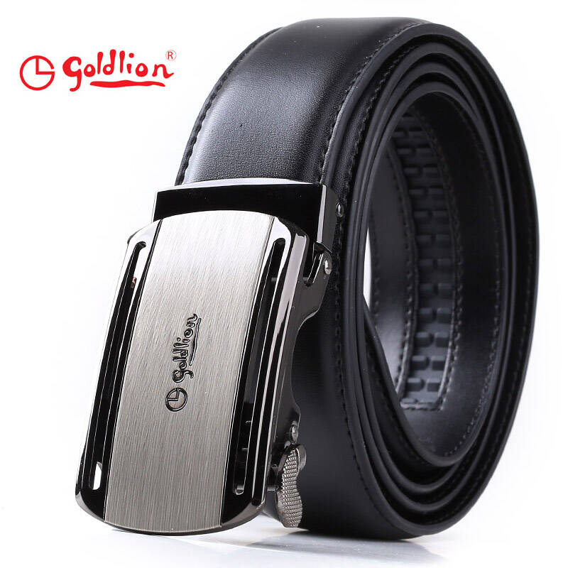 京东配送 金利来goldlion男士牛皮自动扣皮带 黑色 0270