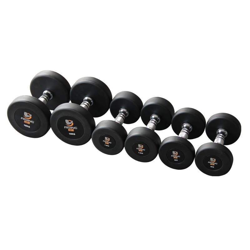 rising锐思 商用pu哑铃 圆头包胶哑铃5/10/20/40kg男士女士健身哑铃