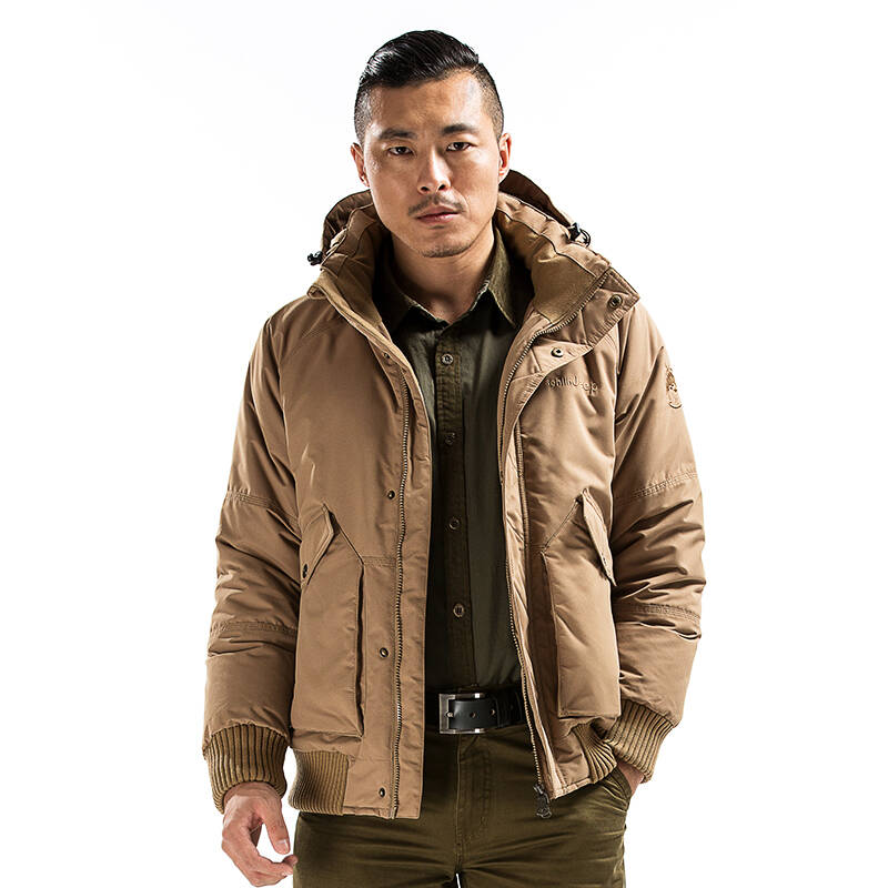 森林吉普 senlinjeep 户外保暖防风可拆卸帽男士羽绒服 军绿色 2xl