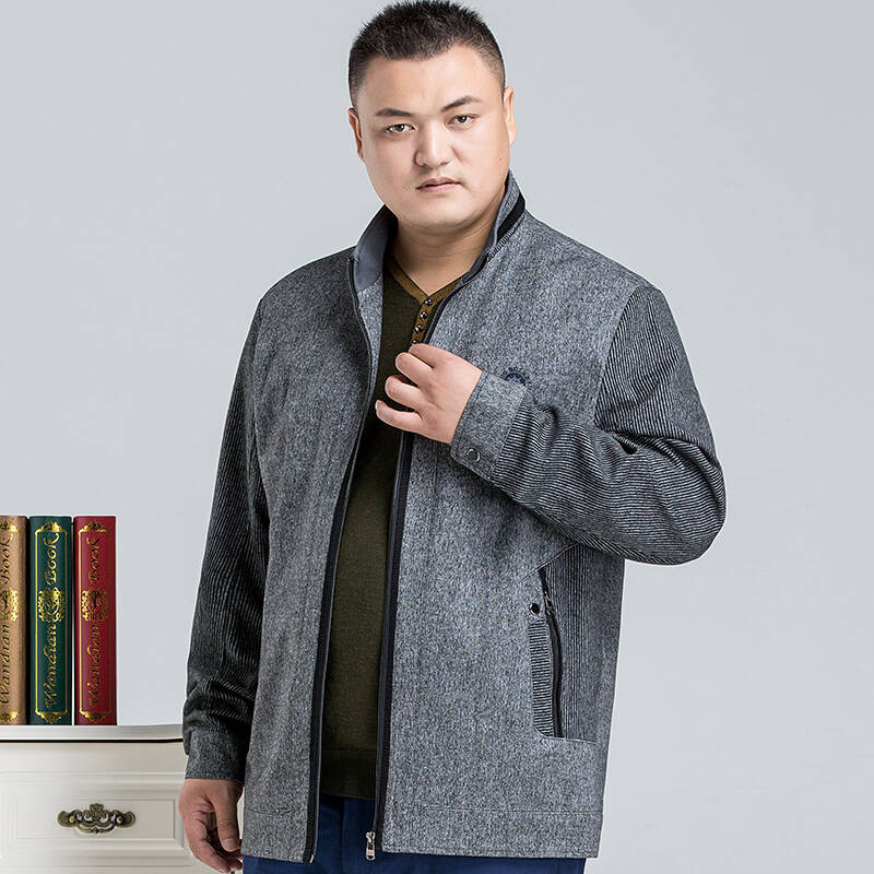 沙州猎神男加肥加大夹克大码全棉夹克衫中老年爸爸装胖子肥佬外套 1号