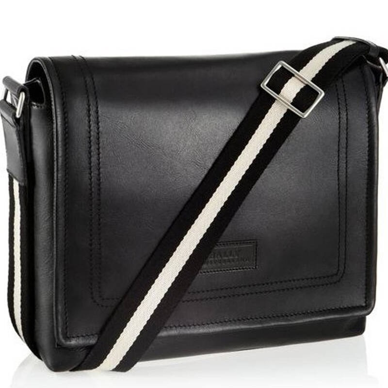 巴利bally男包邮差包 男式单肩包棕 黑牛皮斜挎包 tepolt 黑 经典钜惠
