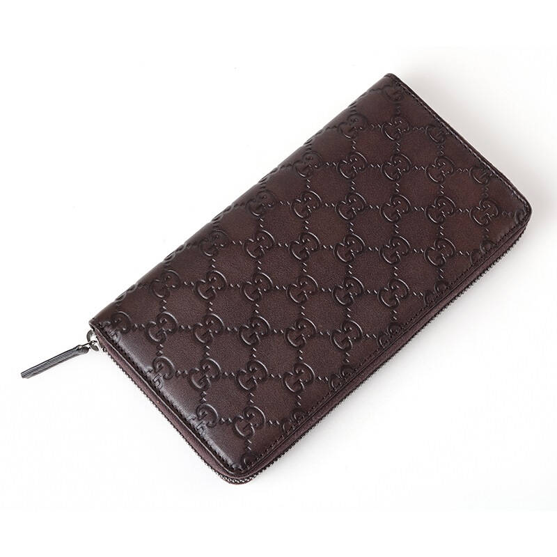 gucci 古驰 男款深啡色皮质双g长款钱包钱夹 233194 aa61r 2019