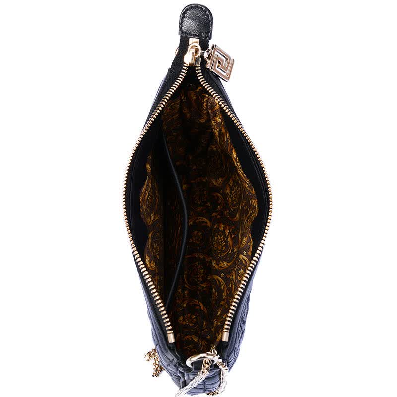 versace 范思哲 女士黑色小牛皮金属链绣花单肩斜挎包 dp8d338 dnar4