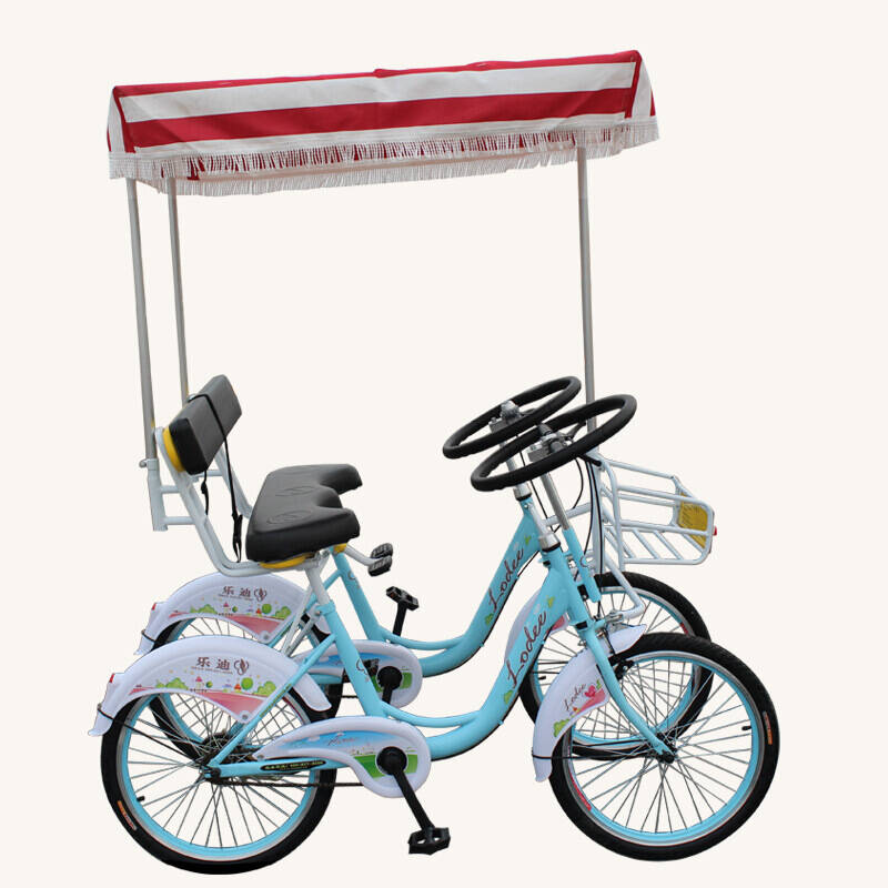 22寸并排联排双人车情侣自行车 观光方向盘带棚高配自行车 脚踏车