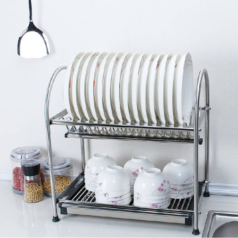 304不锈钢碗碟架欧式厨房置物架双层沥水碗架简艺收纳整理柜收纳架