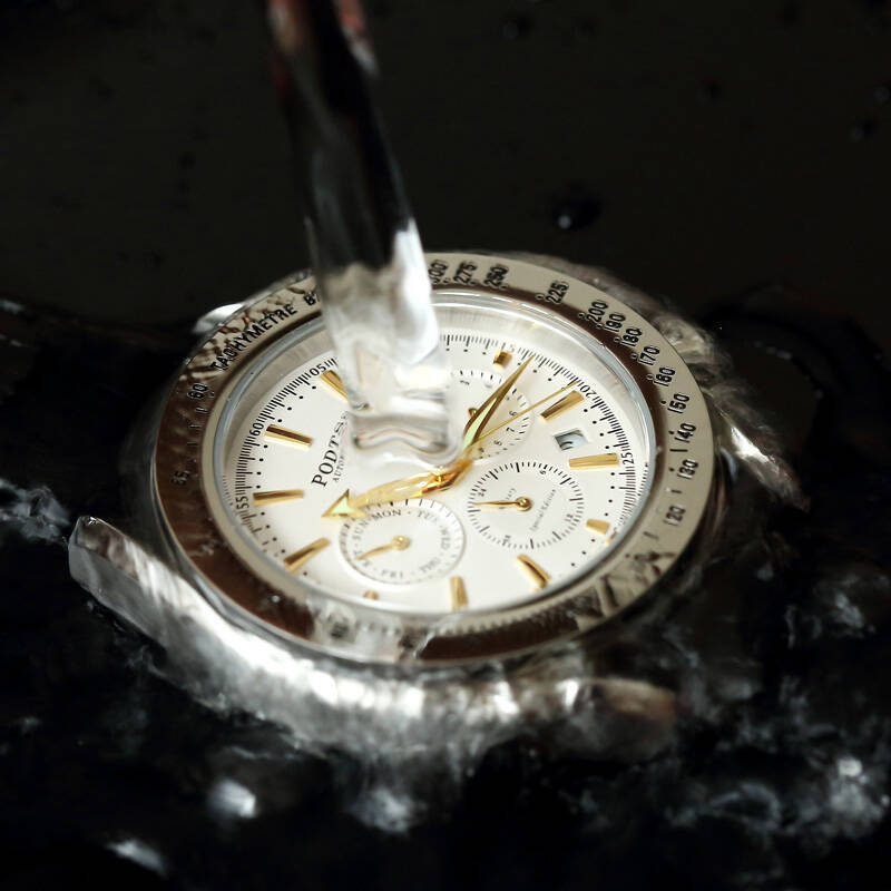 手表全自动机械表男表三眼多功能男士手表中学生夜光皮带腕表pt6283g