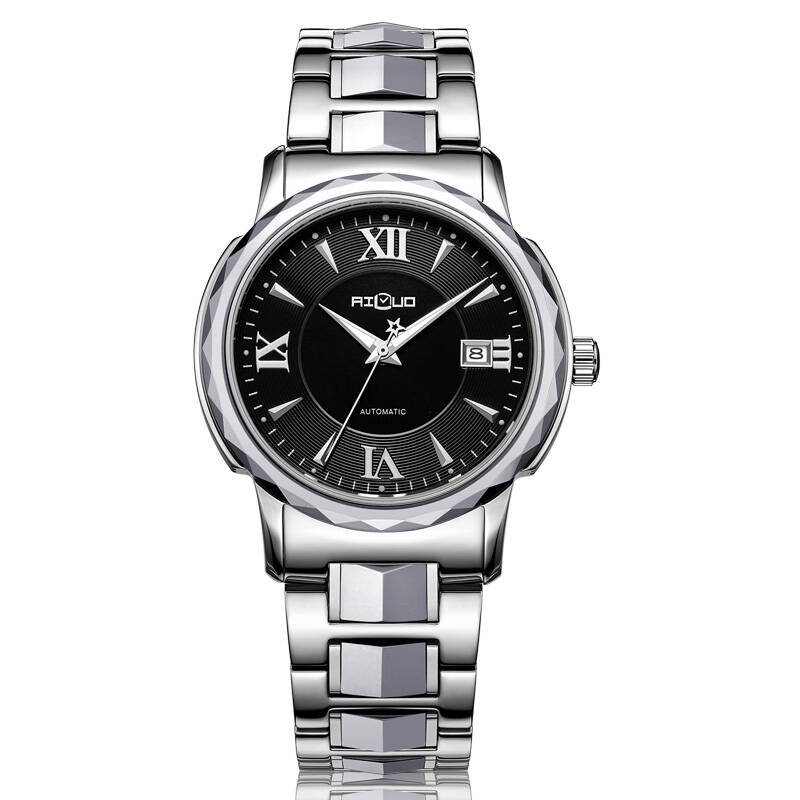 艾诺(ai luo)手表全自动机械表男表精钢白面商务腕表男款6033gb 精钢