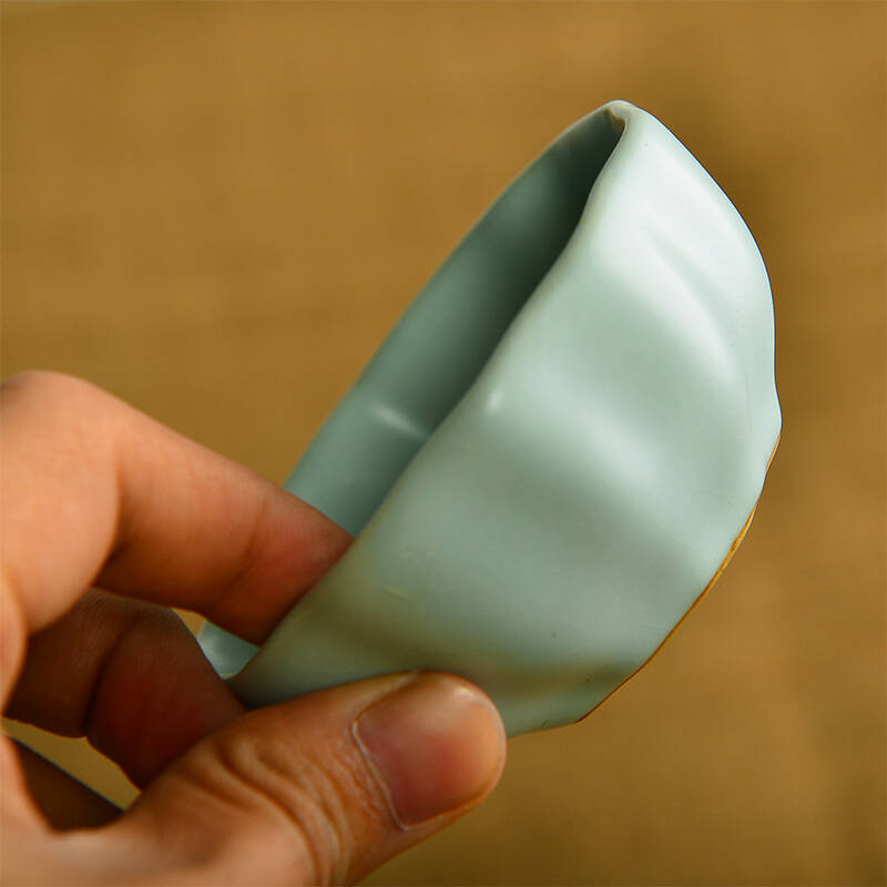 太初天诺 汝窑 功夫茶具茶杯 品茗杯天青色 g款小四喜杯