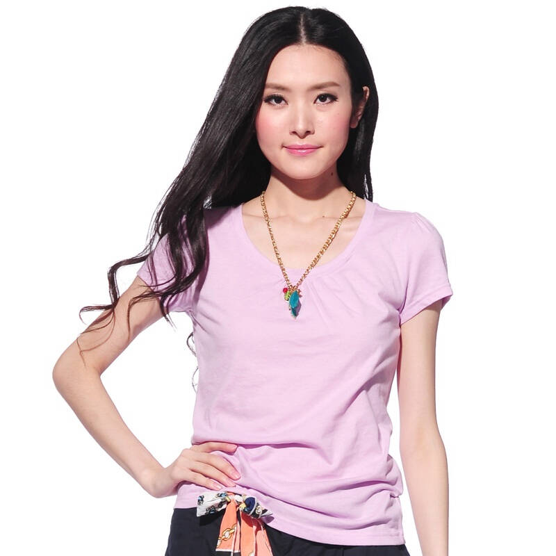 真维斯jeanswest 夏装新款女装简约时尚圆领净色短袖t恤jw-32-273041