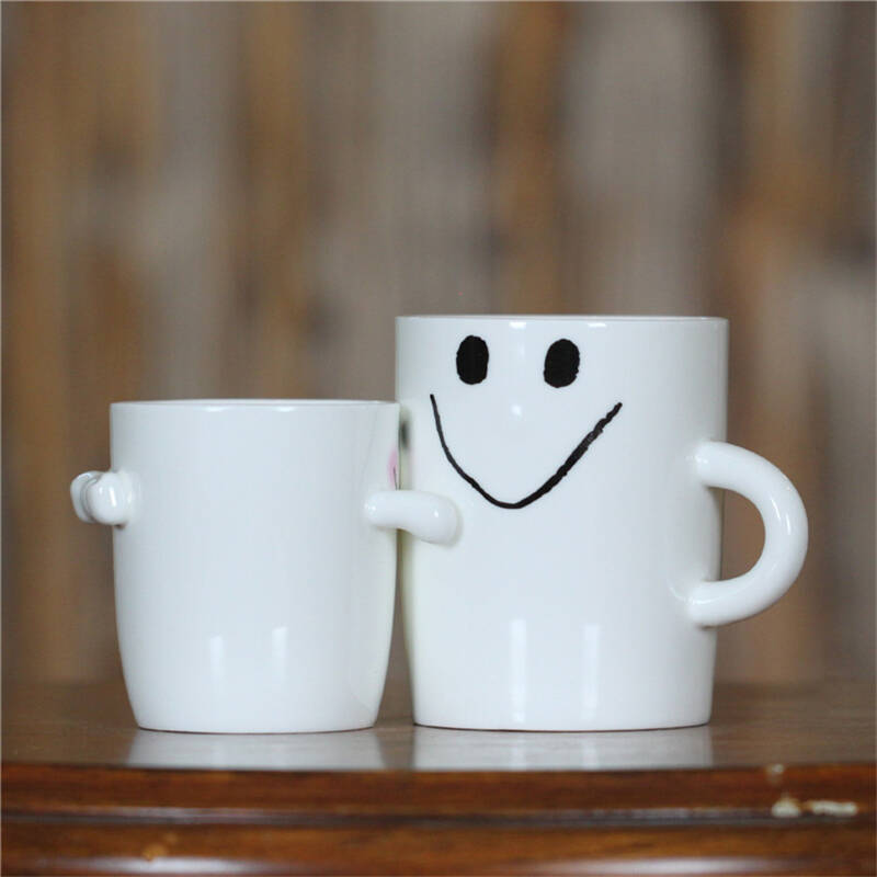 笑脸陶瓷杯套杯马克杯陶瓷杯水杯咖啡杯牛奶杯早餐杯 两个杯子4061103