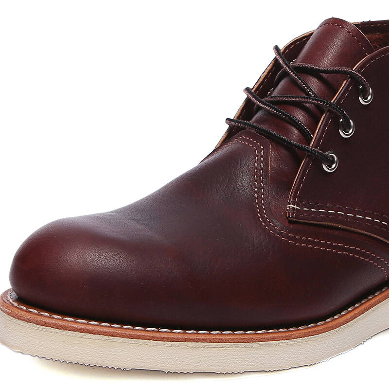 red wing 红翼 男士深棕色牛皮黄色鞋带高帮工装休闲鞋 03141-2 briar