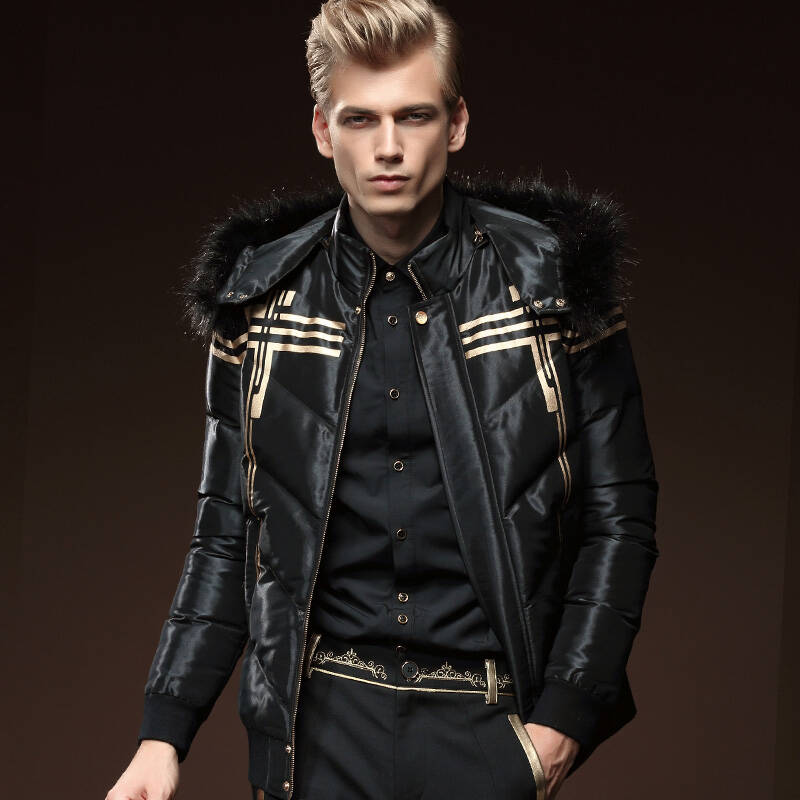 凡转2015冬季男士长袖连帽休闲外套保暖夹棉修身 羽绒服男510066 黑色