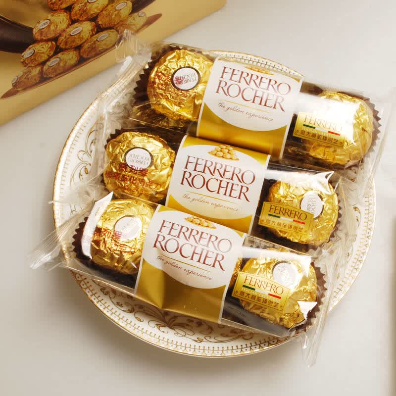 费列罗 意大利进口 ferrero rocher费列罗榛果威化巧克力礼盒装 3粒装