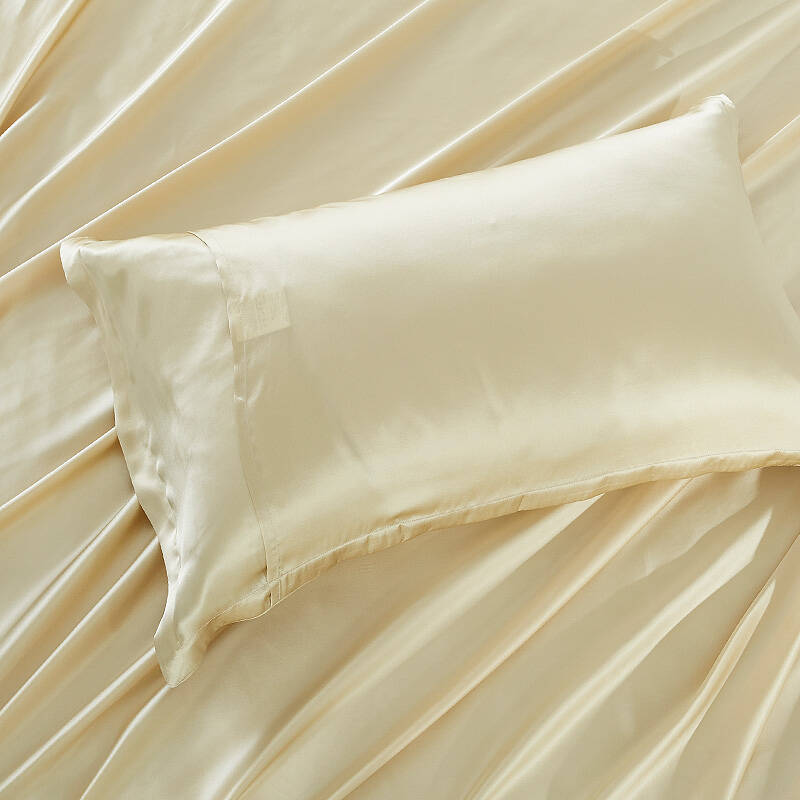 丝煌真丝枕套枕巾丝绸枕头套单人100%桑蚕丝 卡其米 一对47x74cm