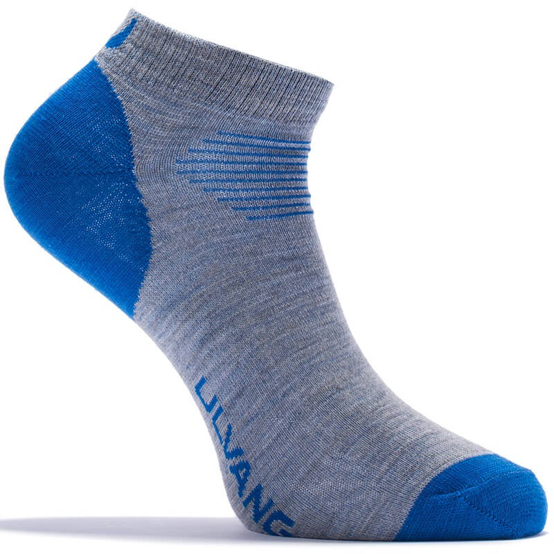 户外专业短款跑步袜 透气防臭美利奴羊毛袜子(两双装)74371灰蓝色43