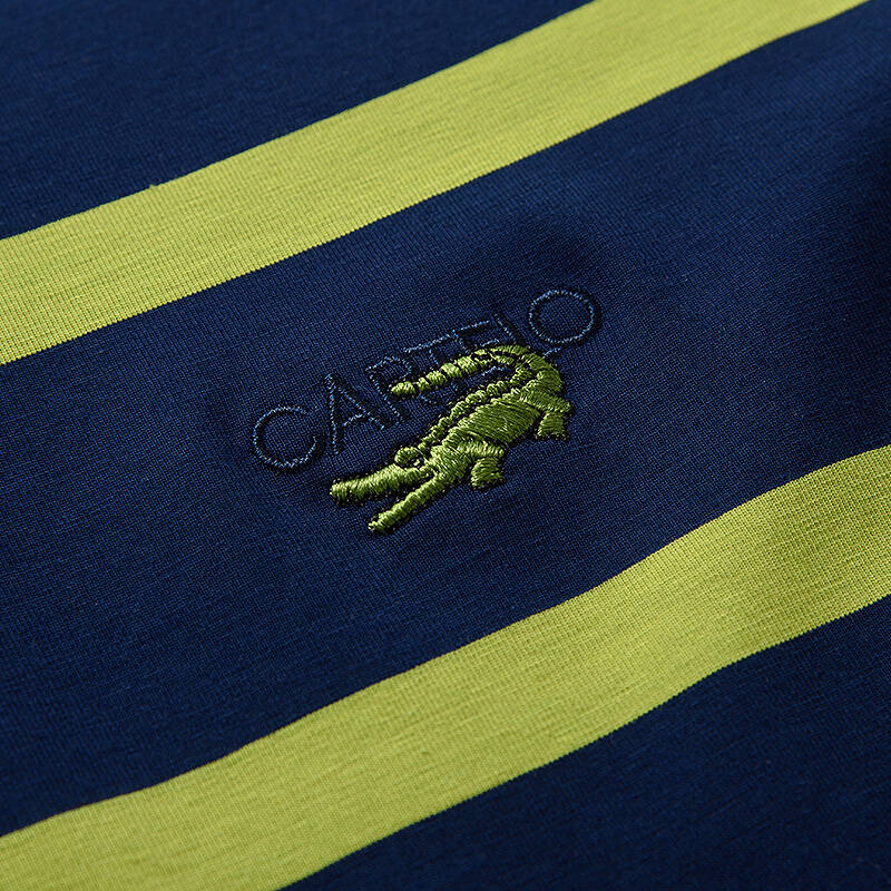 卡帝乐鱼 cartelo 短袖t恤男士修身polo衫 撞色拼接翻领条纹男士t恤 k