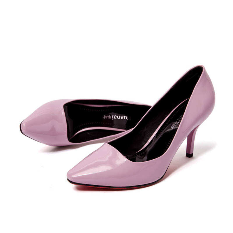 华耐(huanai)15358000粉色35 春秋款尖头高细跟糖果色浅口单鞋