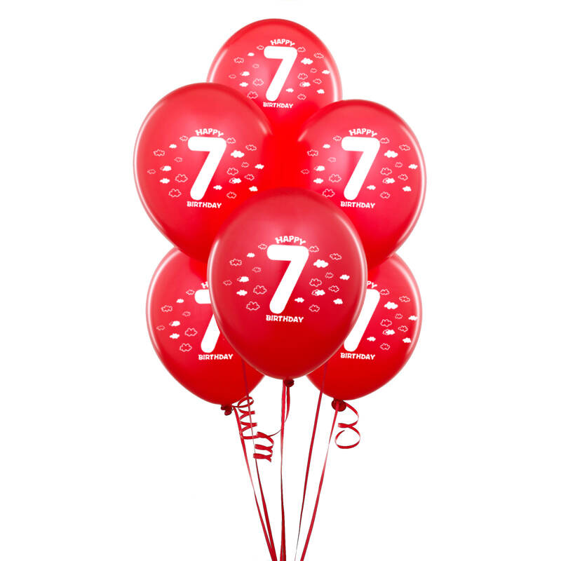 孩派highparty生日派对布置装饰/派对用品//数字7乳胶气球//每包6个
