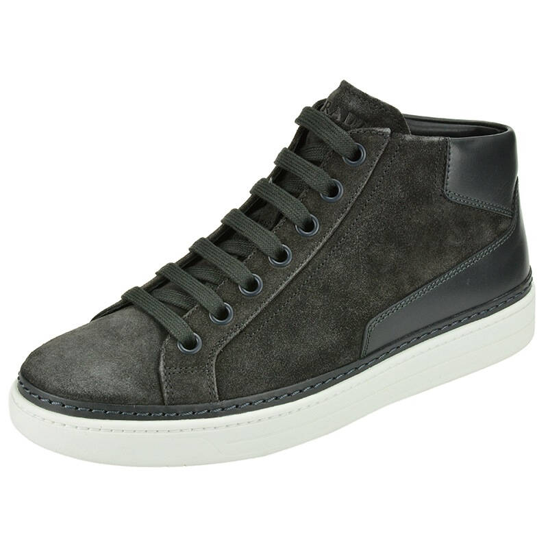 prada 普拉达 男士深灰色牛皮休闲鞋 高帮鞋 4t2863 o53 f0207 6.