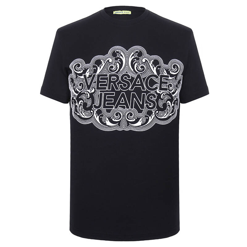 versace jeans 範思哲 男士黑色棉質圓領短袖t恤 b3gna724 36591 899