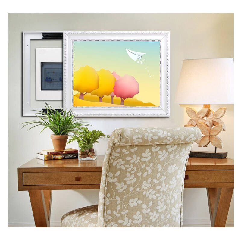 专业配电箱推拉有框画 电表箱遮挡画装饰 水晶画面镜面装 b款竖版 40*