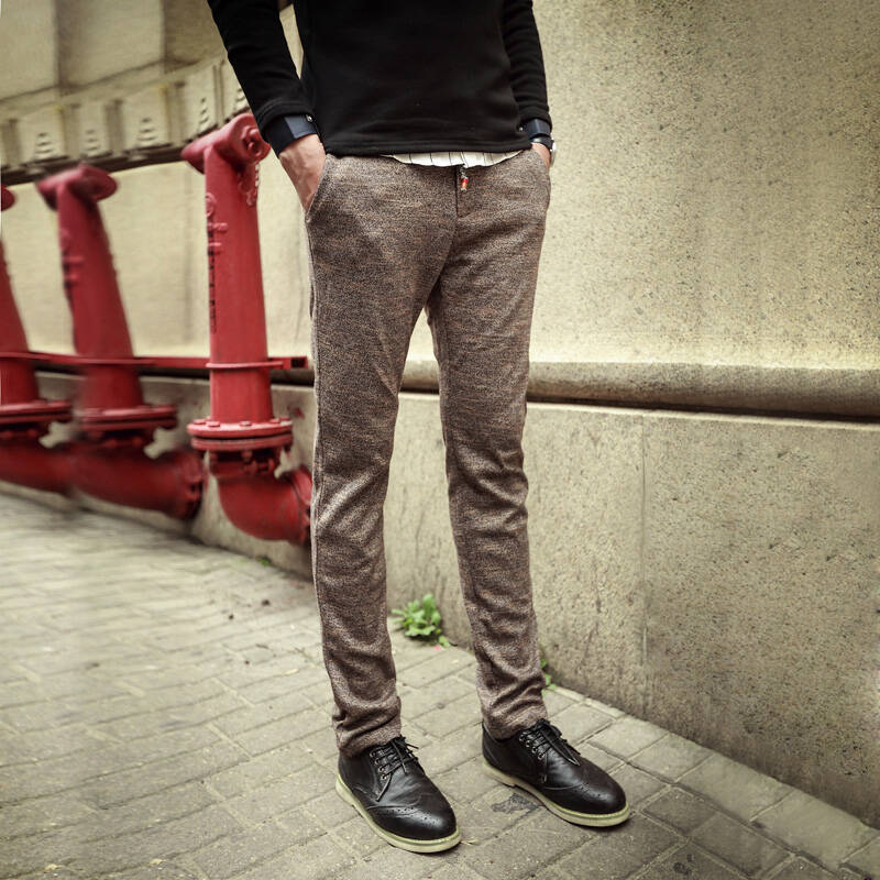 格蓝凯 2014新款秋冬垂感特种面料休闲裤 韩版修身小脚英伦裤时尚男裤