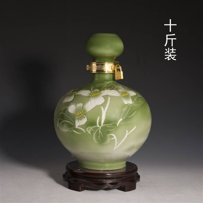 艺品瓷轩 景德镇十斤装青花陶瓷酒瓶 10斤装密封酒坛 家居摆件酿酒