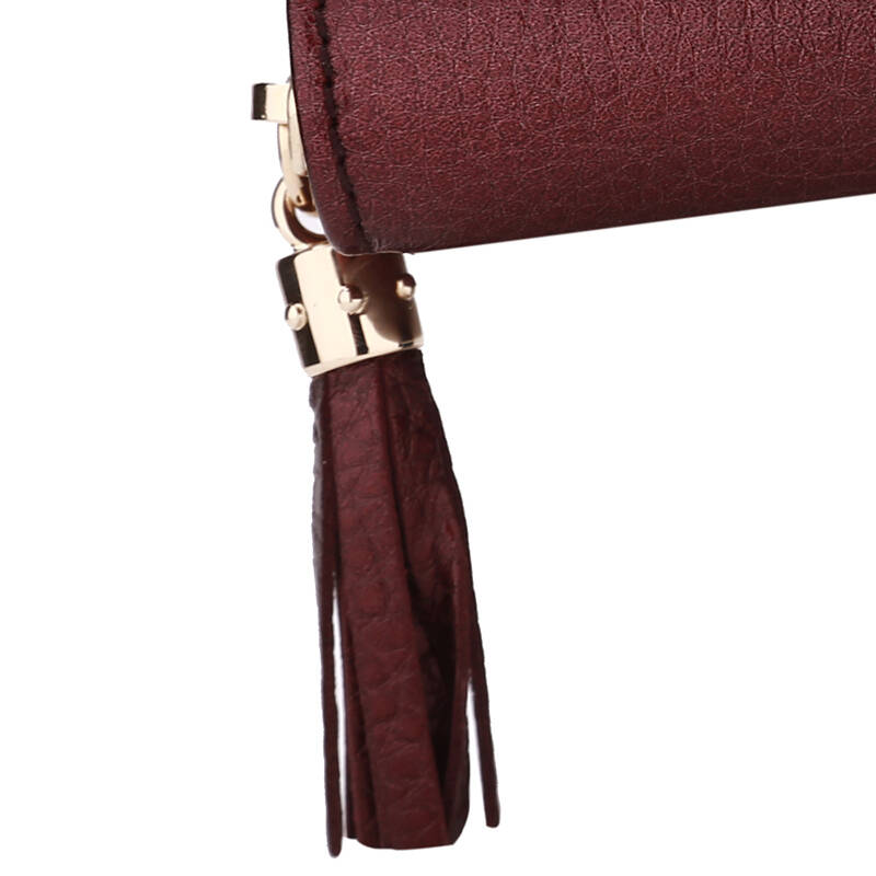 gucci 古驰 女士酒红色牛皮 单拉链流苏手拿包钱包 308004 ah90g 6149