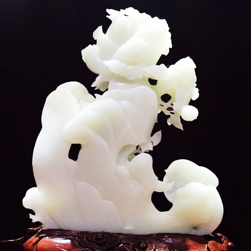 碧玉尊 和田玉羊脂玉摆件 白玉花开富贵【已售】