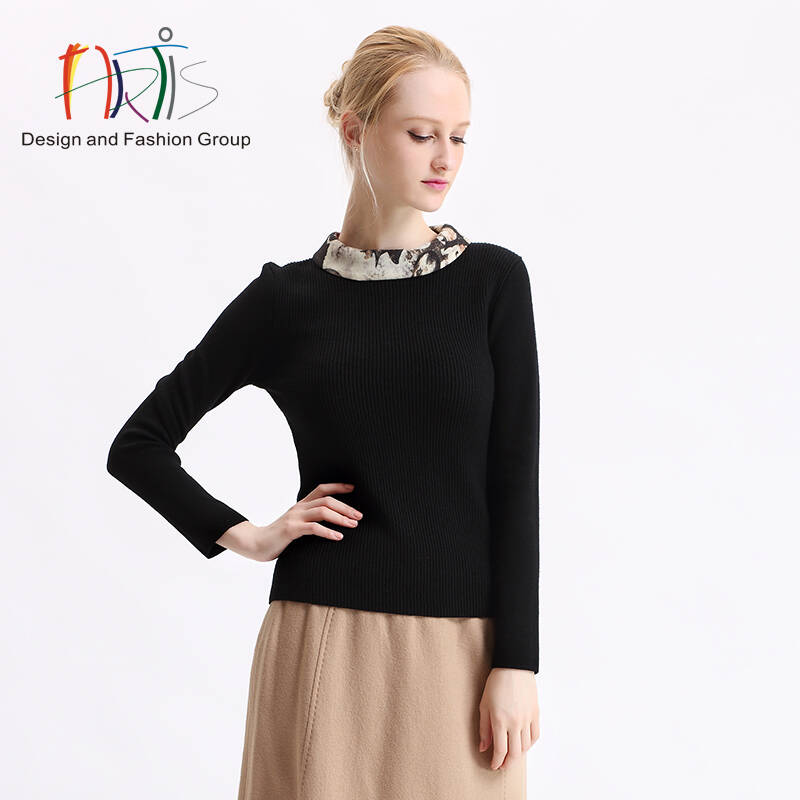 雅迪斯artis女装商场同款 经典黑长袖针织衫372321-37311 如图 m