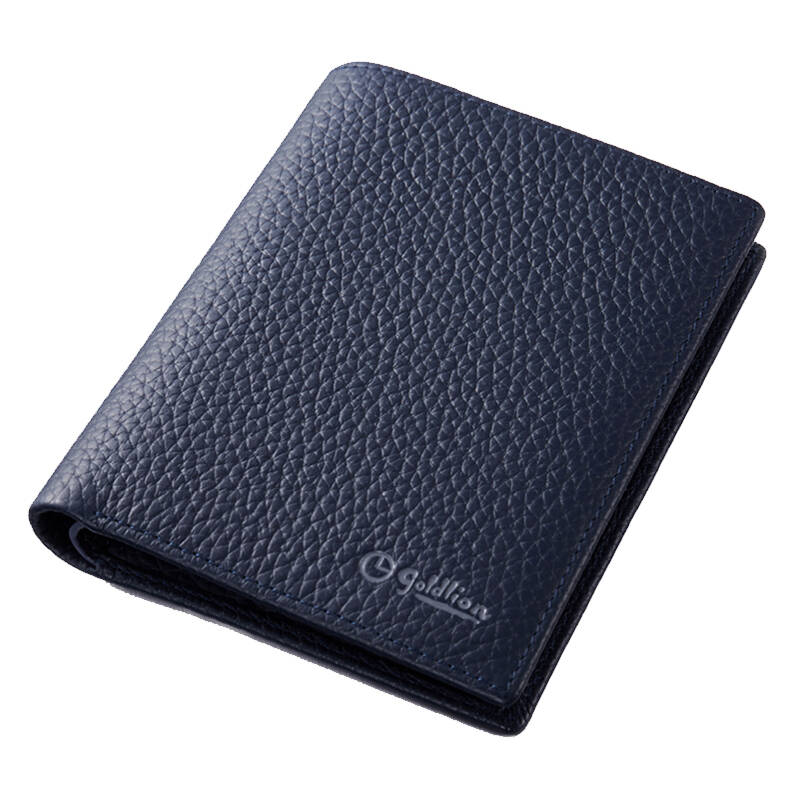 金利来(goldlion)男士钱包头层牛皮时尚商务短款钱夹多功能 蓝色a71