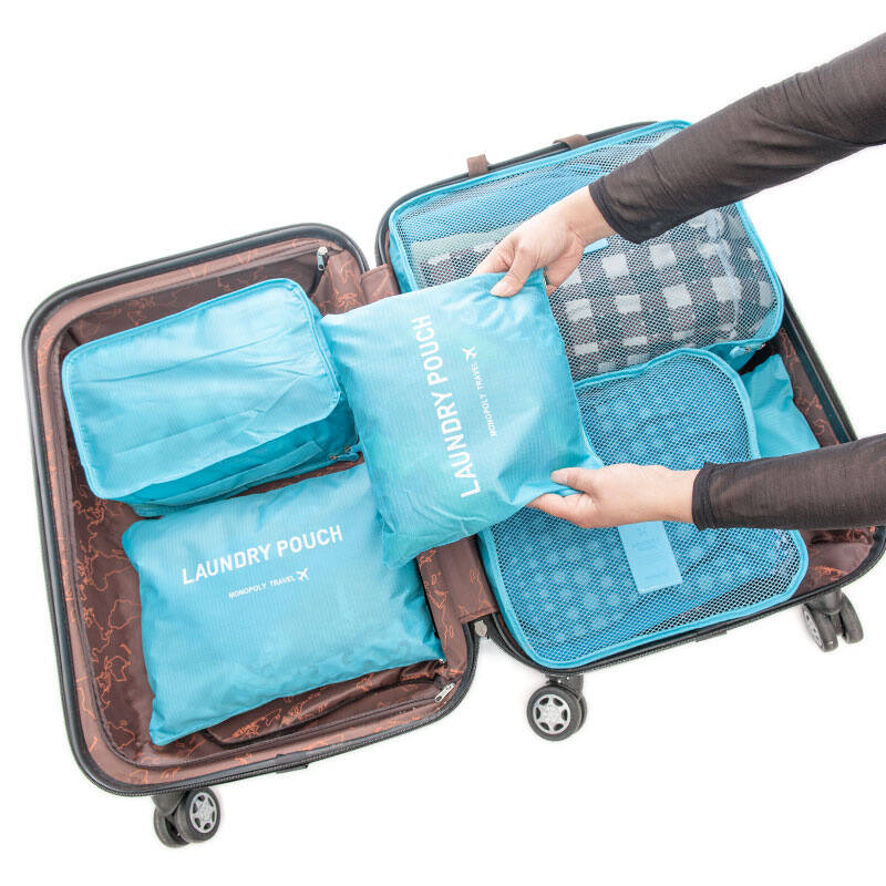 丽姿 韩版收纳袋6件套 防水旅行收纳包旅行收纳 蓝色